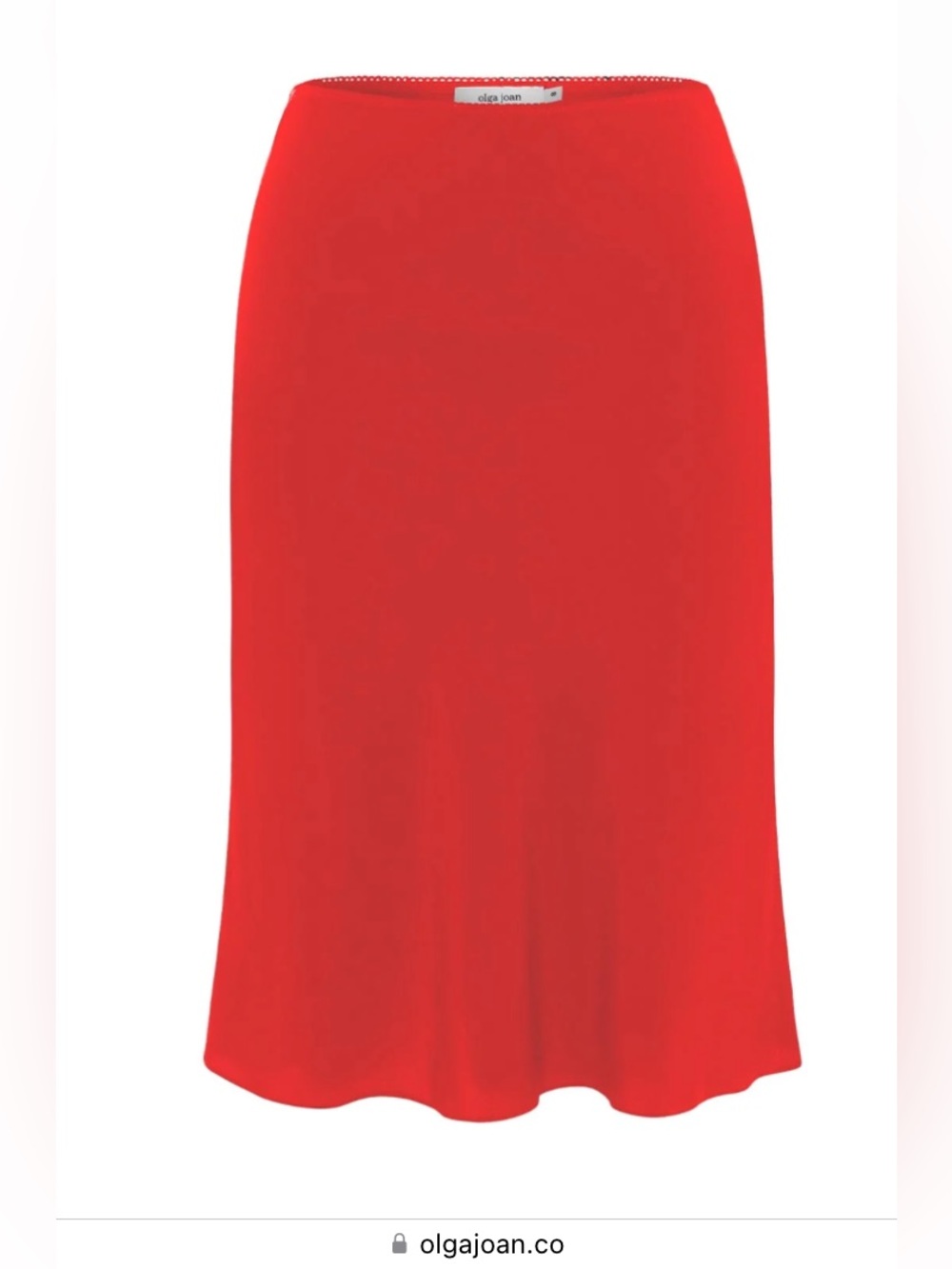 Olga Joan Women’s Silk Red Midi Skirt